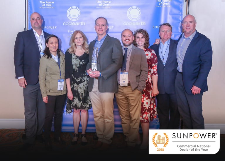 Cool Earth Solar Honored with SunPower 2018 “Commercial National Dealer of the Year” Award